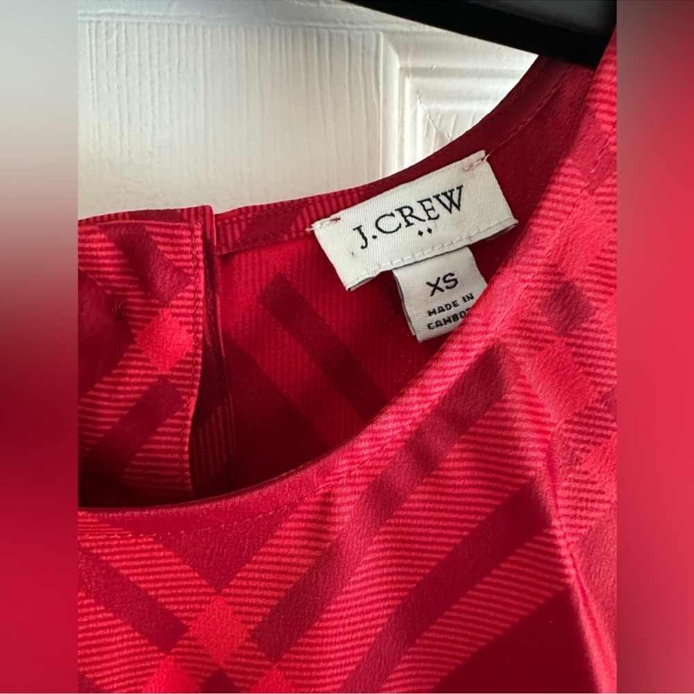 J.Crew Red Plaid Silky Tank | Modern Graphic Print XS - Picture 5 of 8